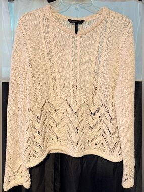Preloved BCBGMaxAzria Cream Open-Knit Crewneck Sweater